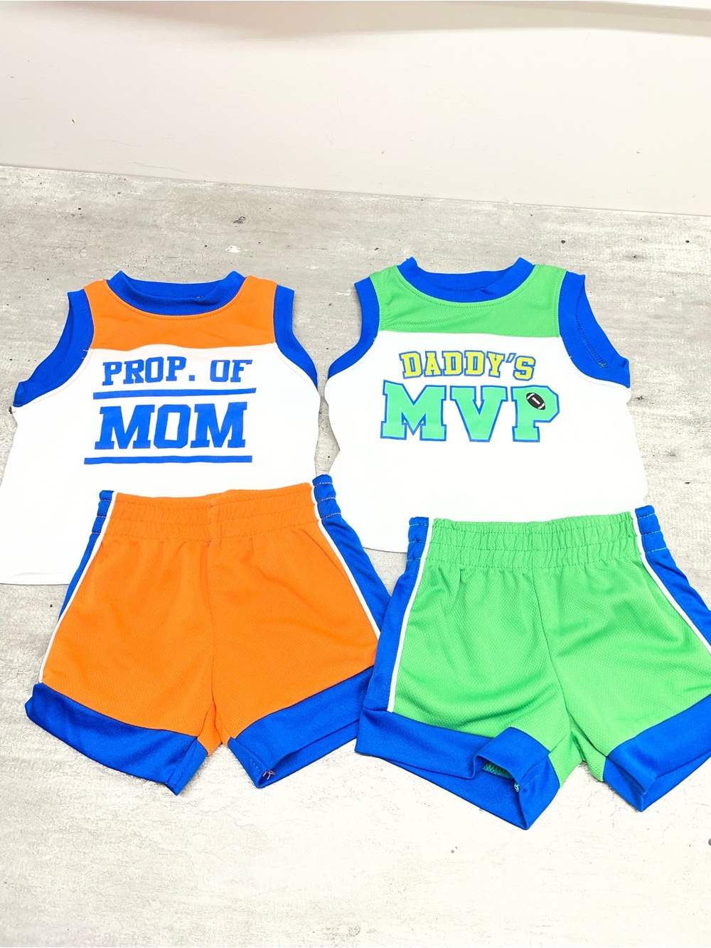 Unbranded 2pc Sporty Shorts Set Baby Boys 0-3M Blue Orange‎ Green MVP Mom